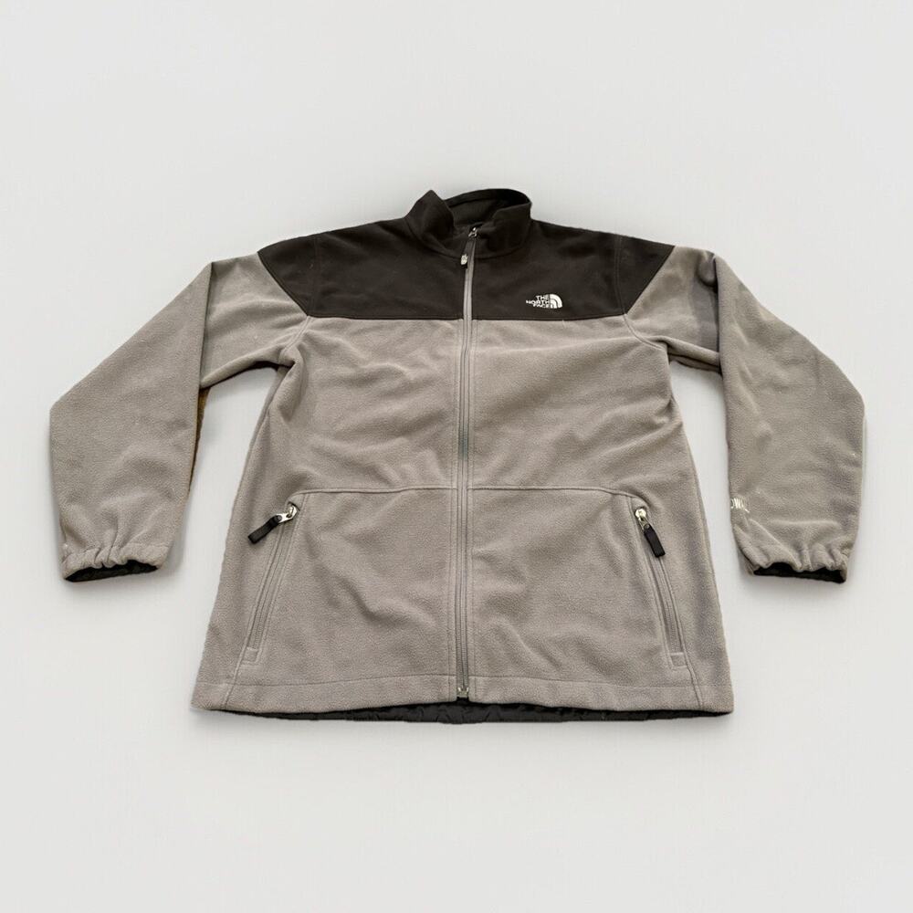 The North Face Youth Boys Black Gray Windwall Full Zip Jacket Size XL